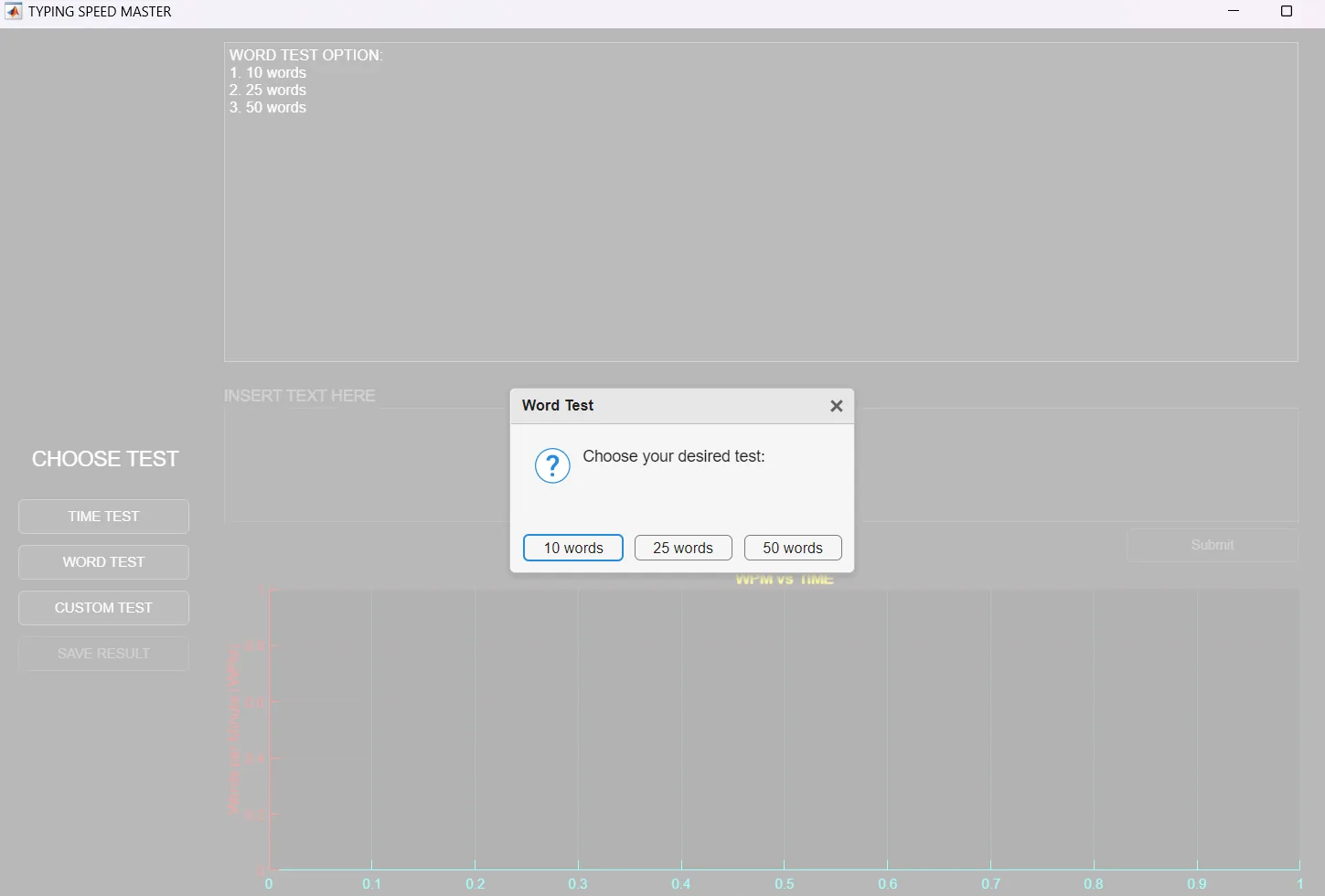Word test dialog